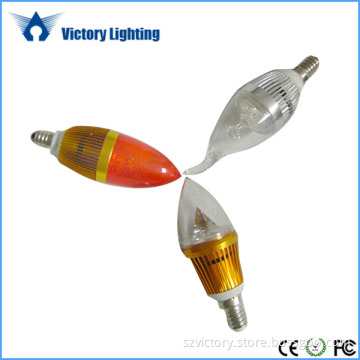 Transparent USA E12/E14 Base 3W LED Candle Light for Room Use
